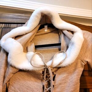 Fun Hooded Faux Fur Lined Corset Sweater Dress